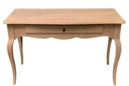 MODERN CONSOLE TABLE with single drawer, on cabriole supports and with shaped apron, 79cms H, 122cms
