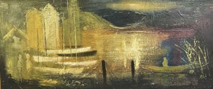 GEORGE HUTCHINS oil on board - labelled and tilted verso 'Fjord', signed, 59 x 133cms