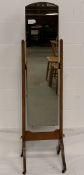 OAK CHEVAL MIRROR, 156cms H, 40cms W, 49cms D