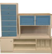FURNITURE ASSORTMENT - to include mid-Century washstand with painted blue doors, 75cms H, 107cms