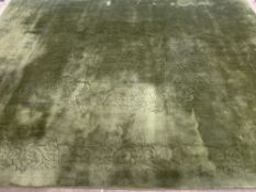 LARGE MODERN RUG - green coloured with discreet floral design, 320 x 245cms