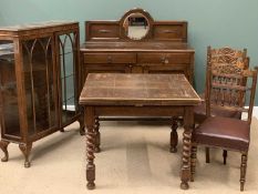 FURNITURE ASSORTMENT (6) - vintage draw leaf dining table on twist supports, 76cms H, 90cms W, 90cms