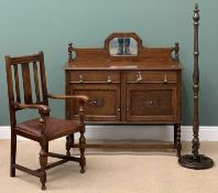 FURNITURE ASSORTMENT - vintage oak sideboard with mirrored railback, two drawers and two cupboard