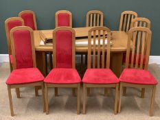 FINDAHLS OF DENMARK LIGHT OAK EXTENDING DINING TABLE, 73cms H, 160cms L, 100cms W (closed) plus