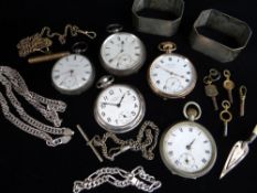 ASSORTED SILVER & POCKET WATCHES comprising two silver pocket watches, gold plated Dennison pocket