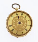 18K GOLD FANCY FOB / POCKET WATCH, overall engraved, 29.7gms Provenance: deceased estate Ceredigion,