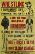 WELSH WRESTLING POSTER PORTHMADOG COMMUNITY CENTRE, JULY 1977