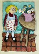 ‡ LUNED RHYS PARRI paper and mixed media relief panel