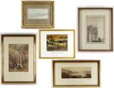 GROUP OF FIVE FRAMED SKETCHES RELATING TO NEATH 19th Century