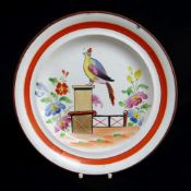 SWANSEA DILLWYN & CO POTTERY BIRD ON PEDESTAL PLATE c.1825
