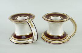 PAIR OF SWANSEA CAMBRIAN 'CARD' CANDLESTICKS, circa 1810