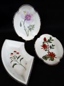 THREE SWANSEA CREAMWARE BOTANICAL DISHES BY THOMAS PARDOE c.1805