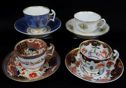 SWANSEA PORCELAIN CUPS & SAUCERS (4) c.1815-1817