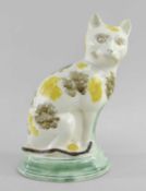 STAFFORDSHIRE PRATTWARE MODEL OF A CAT c. 1790-1800