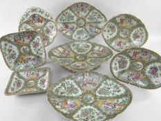 ASSOCIATED CANTON FAMILLE ROSE PORCELAIN PART DESSERT SERVICE, 19th Century