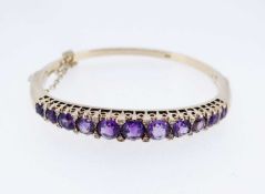 9CT GOLD AMETHYST & DIAMOND BANGLE
