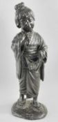 LARGE TOKYO SCHOOL BRONZE FIGURE OF A GIRL by Akasofu Gyokyu, Meiji Period