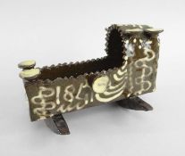 ENGLISH SLIPWARE MODEL CRADLE, probably Yorkshire, dated 1847