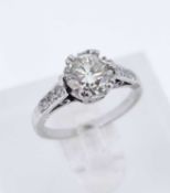 WHITE METAL DIAMOND SOLITAIRE RING