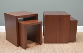 TWO PAIRS OF MODERN WALNUT OCCASIONAL/BEDSIDE TABLES. of cube form, largest 55 x 55cms (4)