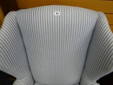 GEORGIAN-STYLE WINGBACK ARMCHAIR, blue striped upholstry