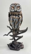 ‡ MATT BUCKLEY EDGE SCULPTURE OF AN OWL, cold cast resin, 32cms h