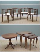 OCCASIONAL FURNITURE, comprising set four Edwardian mahogany salon chairs; Reprodux occasional