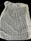 18TH CENTURY ENGLISH WHITEWORK EMBROIDERED MUSLIN APRON, c. 1770s, worked with flower and leaf