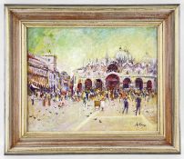 ‡ MATT BRUCE, oil on board - St Mark's Basilica, Venice, signed, 39.5 x 49.5cms