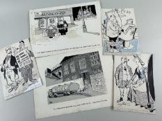 ‡ GRENFELL 'GREN' JONES MBE (1934-2007) two original pen and ink cartoons on card - 