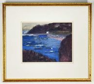 PATRICIA AITHIE (b. 1957), watercolour - Rhossili Bay, signed in pencil and dated 05, label verso,