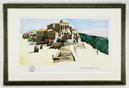‡ AFTER PAUL HOGARTH, limited edition (24/180) colour print - Spring, Tuscan hilltown, signed and