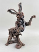 ‡ MATT BUCKLEY EDGE SCULPTURE OF A HARE, cold cast resin, 32cms h