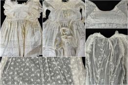 GROUP OF 18TH & 19TH CENTURY WHITEWORK EMBROIDERED COSTUME, including muslin double pelerine collar,