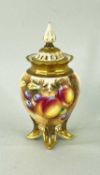 ROYAL WORCESTER POT POURRI VASE & COVER, shape H277, painted by FRANK ROBERTS with fruit, signed,