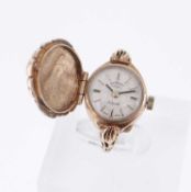 9CT GOLD ROTARY WATCH RING, textured cover, ring size J, 10.7gms Provenance: deceased estate