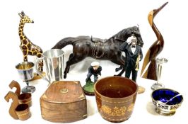 MIXED COLLECTABLES GROUP to include a reproduction cased brass sextant, leather clad model of a