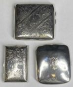 SILVER CIGARETTE CASES (3) - gent's with fine bright cut decoration to the body, Birmingham 1905,