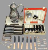 A CASED SILVER HANDLED FRUIT KNIFE SET - with silver handles, Sheffield 1924, a cased set of EPNS