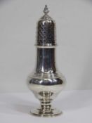 GEORGE III STYLE SILVER SUGAR CASTER, London 1933, maker Josiah Williams & Co (DF mark for David