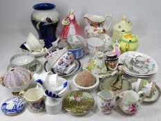 VICTORIAN & LATER CERAMICS GROUP to include a 17cms high William Moorcroft vase, Royal Doulton