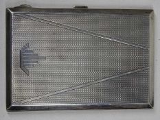 ART DECO SILVER CIGARETTE CASE, Birmingham 1934, maker S Blanckensee & Sons Ltd, engine turned and