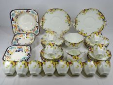 ROYAL DOULTON ART DECO STYLE TEASET, forty pieces and a seven piece Woods 'Bedford' fruit bowl set