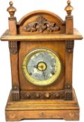 FATTORINI & SONS BRADFORD OAK CASED MANTEL CLOCK - 44cms H, 28cms W