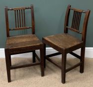 PAIR OF FARMHOUSE OAK CHAIRS, 85cms H, 45cms W, 34cms D