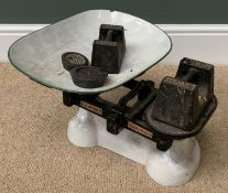 VINTAGE RETAIL SCALES - W & T Avery Ltd, Birmingham, 28lb scales with an assortment of weights