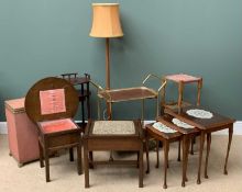 FURNITURE ASSORTMENT - to include standard lamp, brass effect two tier tea trolley, lift-up lid