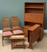 MID-CENTURY FURNITURE ASSORTMENT to include Legate drop leaf dining table, 76cms H, 21cms W, 75cms D