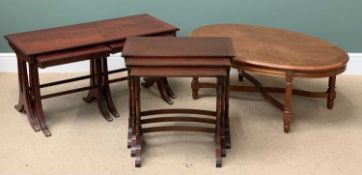 REPRODUCTION FURNITURE ASSORTMENT (3) - elegant nest of tables with inlay and curved stretcher,
