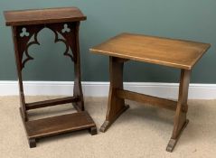 ARTS & CRAFTS STYLE LECTERN, 95cms H, 62cms W, 61cms D and a similar style small refectory type